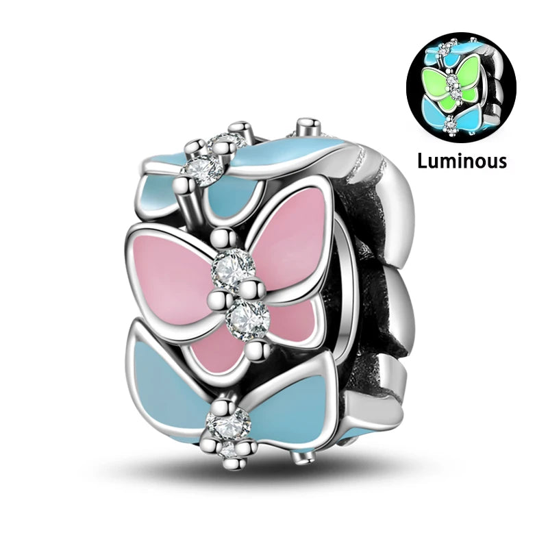 Charms Fit Pan S925 Silver Firefly Ocean Star Butterfly Glowing Changing Color Trendy Original Bracelets DIY Fine Jewelry Gifts