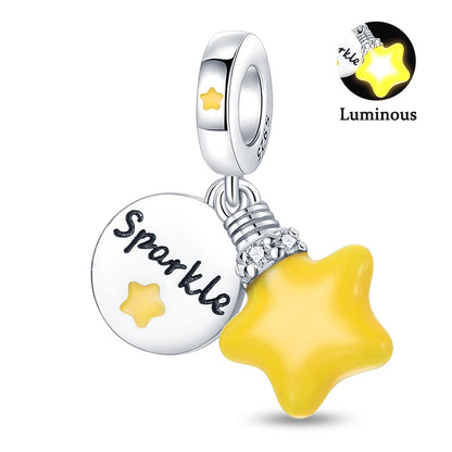 Charms Fit Pan S925 Silver Firefly Ocean Star Butterfly Glowing Changing Color Trendy Original Bracelets DIY Fine Jewelry Gifts