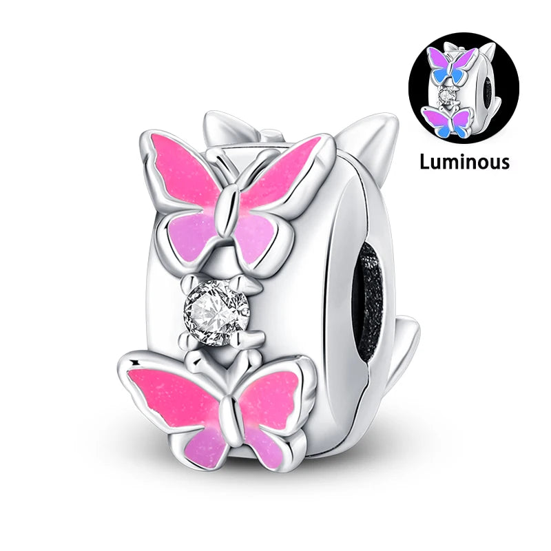 Charms Fit Pan S925 Silver Firefly Ocean Star Butterfly Glowing Changing Color Trendy Original Bracelets DIY Fine Jewelry Gifts