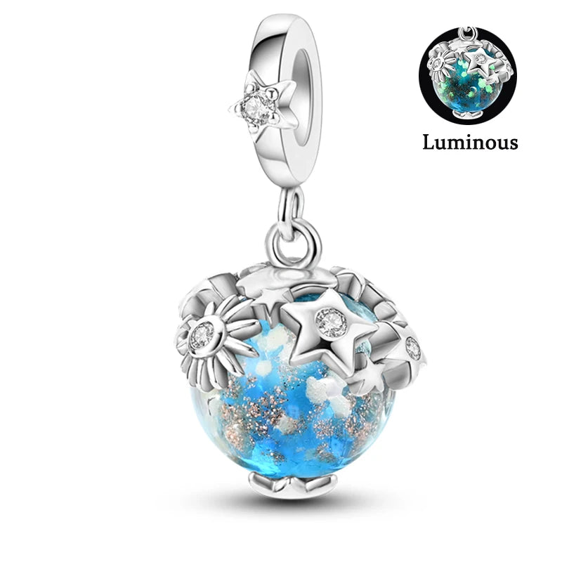 Charms Fit Pan S925 Silver Firefly Ocean Star Butterfly Glowing Changing Color Trendy Original Bracelets DIY Fine Jewelry Gifts