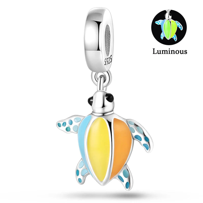 Charms Fit Pan S925 Silver Firefly Ocean Star Butterfly Glowing Changing Color Trendy Original Bracelets DIY Fine Jewelry Gifts