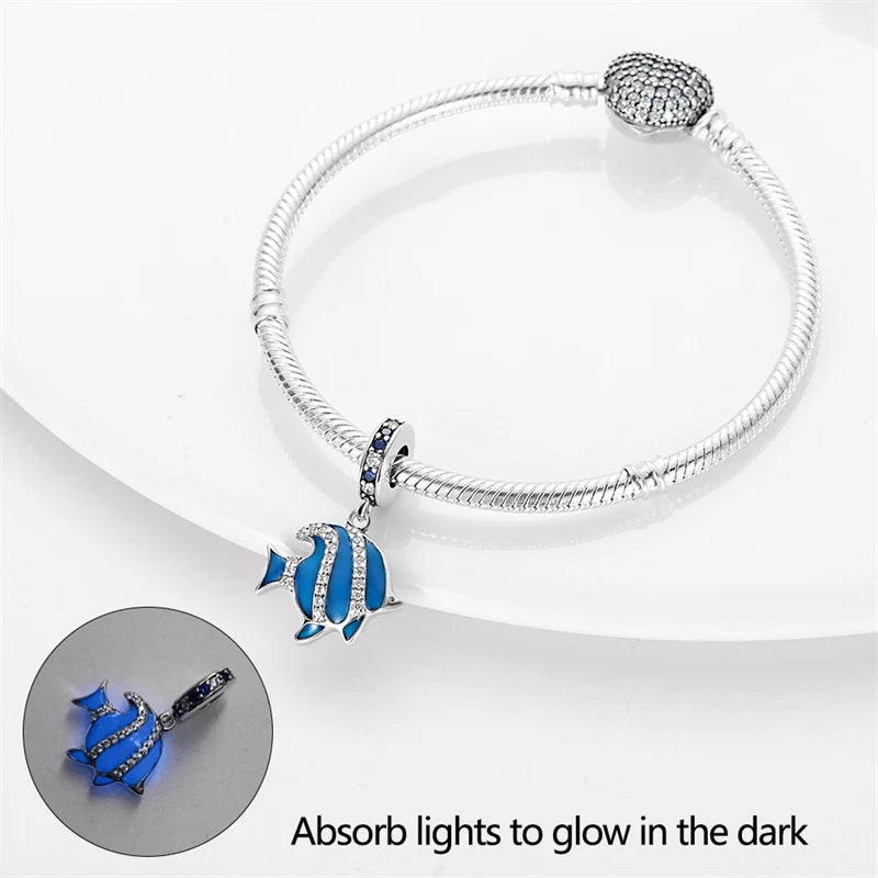 Charms Fit Pan S925 Silver Firefly Ocean Star Butterfly Glowing Changing Color Trendy Original Bracelets DIY Fine Jewelry Gifts