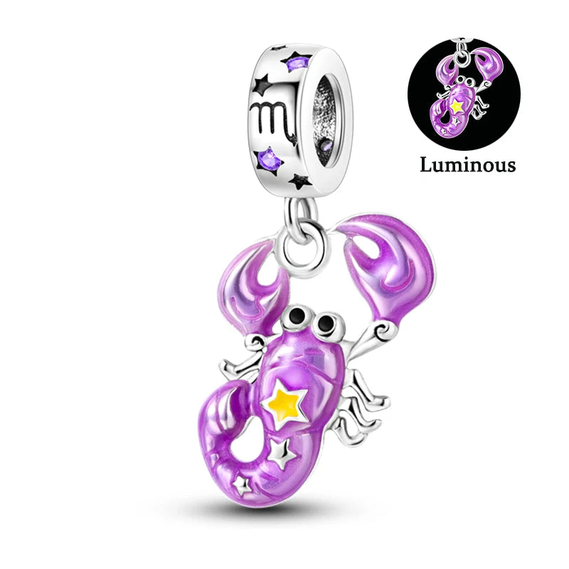 Charms Fit Pan S925 Silver Firefly Ocean Star Butterfly Glowing Changing Color Trendy Original Bracelets DIY Fine Jewelry Gifts