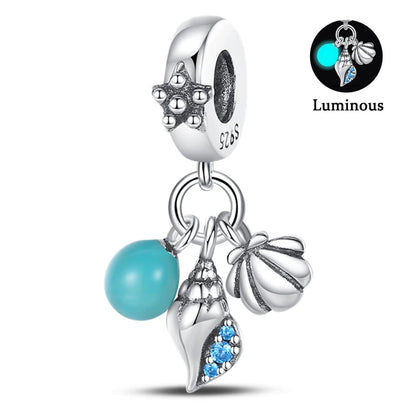 Charms Fit Pan S925 Silver Firefly Ocean Star Butterfly Glowing Changing Color Trendy Original Bracelets DIY Fine Jewelry Gifts