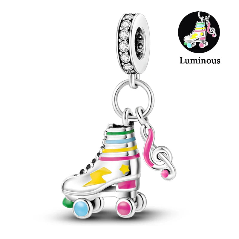 Charms Fit Pan S925 Silver Firefly Ocean Star Butterfly Glowing Changing Color Trendy Original Bracelets DIY Fine Jewelry Gifts