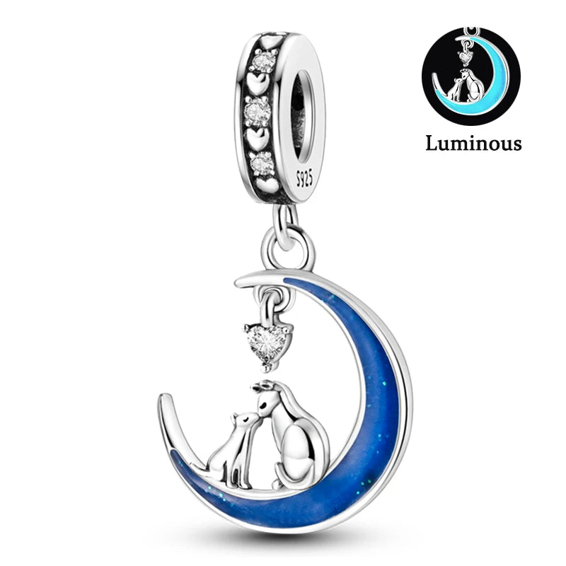 Charms Fit Pan S925 Silver Firefly Ocean Star Butterfly Glowing Changing Color Trendy Original Bracelets DIY Fine Jewelry Gifts