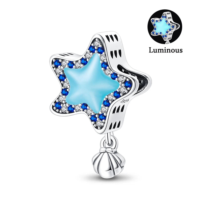 Charms Fit Pan S925 Silver Firefly Ocean Star Butterfly Glowing Changing Color Trendy Original Bracelets DIY Fine Jewelry Gifts