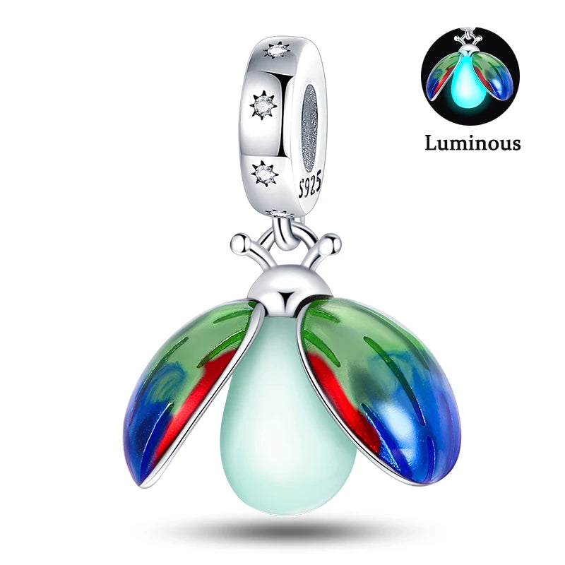 Charms Fit Pan S925 Silver Firefly Ocean Star Butterfly Glowing Changing Color Trendy Original Bracelets DIY Fine Jewelry Gifts