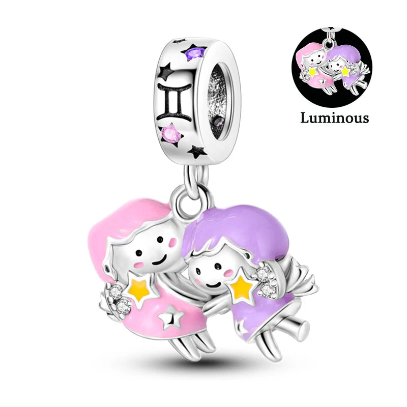 Charms Fit Pan S925 Silver Firefly Ocean Star Butterfly Glowing Changing Color Trendy Original Bracelets DIY Fine Jewelry Gifts