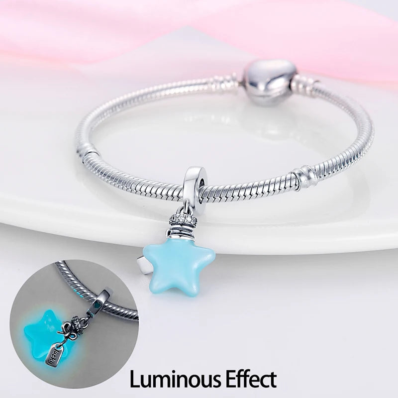 Charms Fit Pan S925 Silver Firefly Ocean Star Butterfly Glowing Changing Color Trendy Original Bracelets DIY Fine Jewelry Gifts
