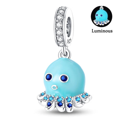 Charms Fit Pan S925 Silver Firefly Ocean Star Butterfly Glowing Changing Color Trendy Original Bracelets DIY Fine Jewelry Gifts