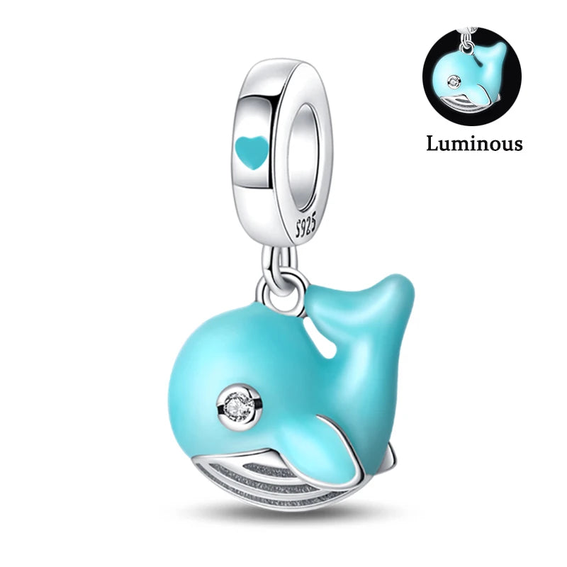 Charms Fit Pan S925 Silver Firefly Ocean Star Butterfly Glowing Changing Color Trendy Original Bracelets DIY Fine Jewelry Gifts