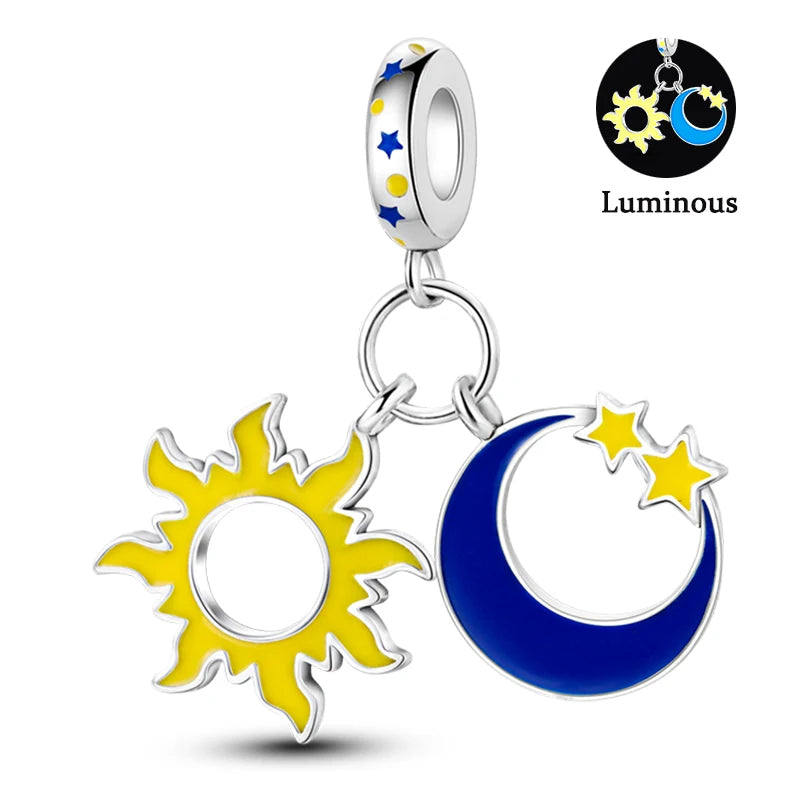 Charms Fit Pan S925 Silver Firefly Ocean Star Butterfly Glowing Changing Color Trendy Original Bracelets DIY Fine Jewelry Gifts