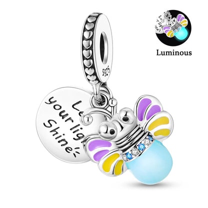 Charms Fit Pan S925 Silver Firefly Ocean Star Butterfly Glowing Changing Color Trendy Original Bracelets DIY Fine Jewelry Gifts