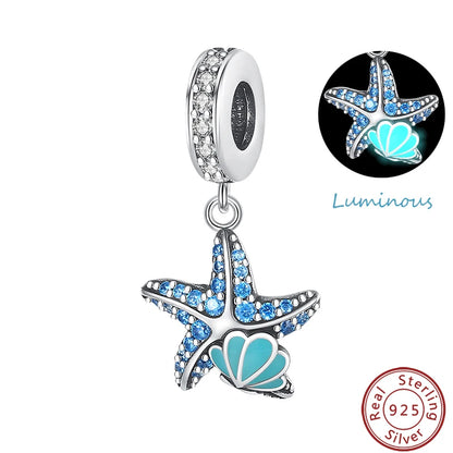 Charms Fit Pan S925 Silver Firefly Ocean Star Butterfly Glowing Changing Color Trendy Original Bracelets DIY Fine Jewelry Gifts