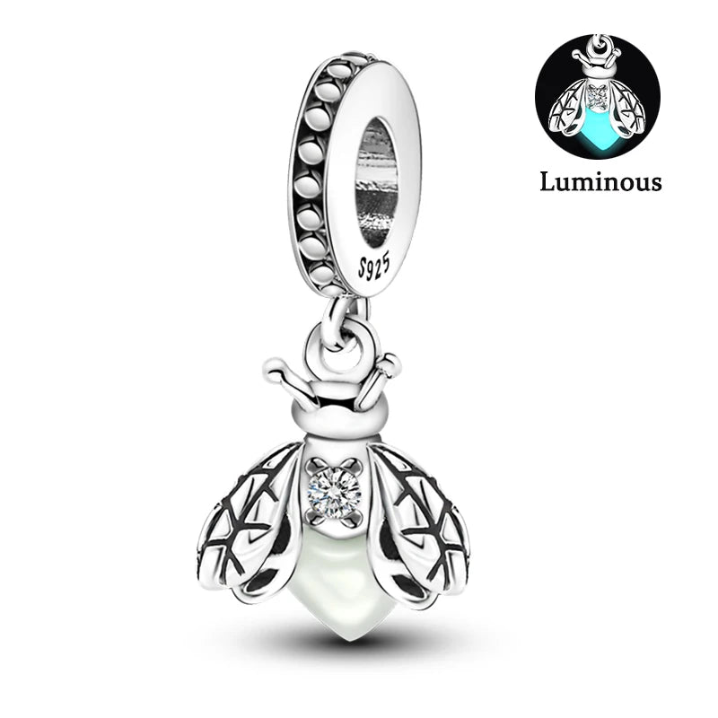 Charms Fit Pan S925 Silver Firefly Ocean Star Butterfly Glowing Changing Color Trendy Original Bracelets DIY Fine Jewelry Gifts
