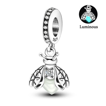 Charms Fit Pan S925 Silver Firefly Ocean Star Butterfly Glowing Changing Color Trendy Original Bracelets DIY Fine Jewelry Gifts