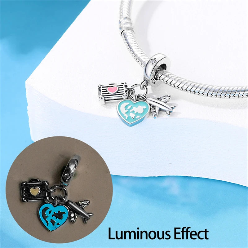 Charms Fit Pan S925 Silver Firefly Ocean Star Butterfly Glowing Changing Color Trendy Original Bracelets DIY Fine Jewelry Gifts