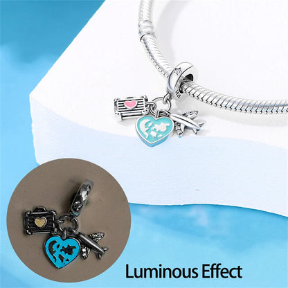 Charms Fit Pan S925 Silver Firefly Ocean Star Butterfly Glowing Changing Color Trendy Original Bracelets DIY Fine Jewelry Gifts