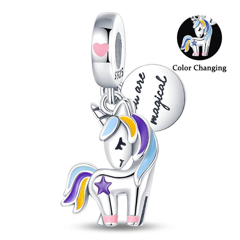 Charms Fit Pan S925 Silver Firefly Ocean Star Butterfly Glowing Changing Color Trendy Original Bracelets DIY Fine Jewelry Gifts