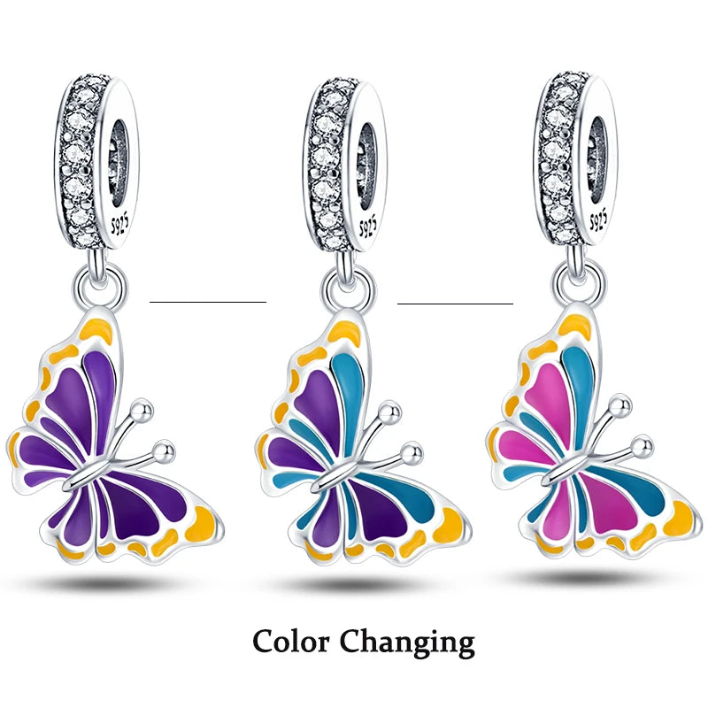 Charms Fit Pan S925 Silver Firefly Ocean Star Butterfly Glowing Changing Color Trendy Original Bracelets DIY Fine Jewelry Gifts