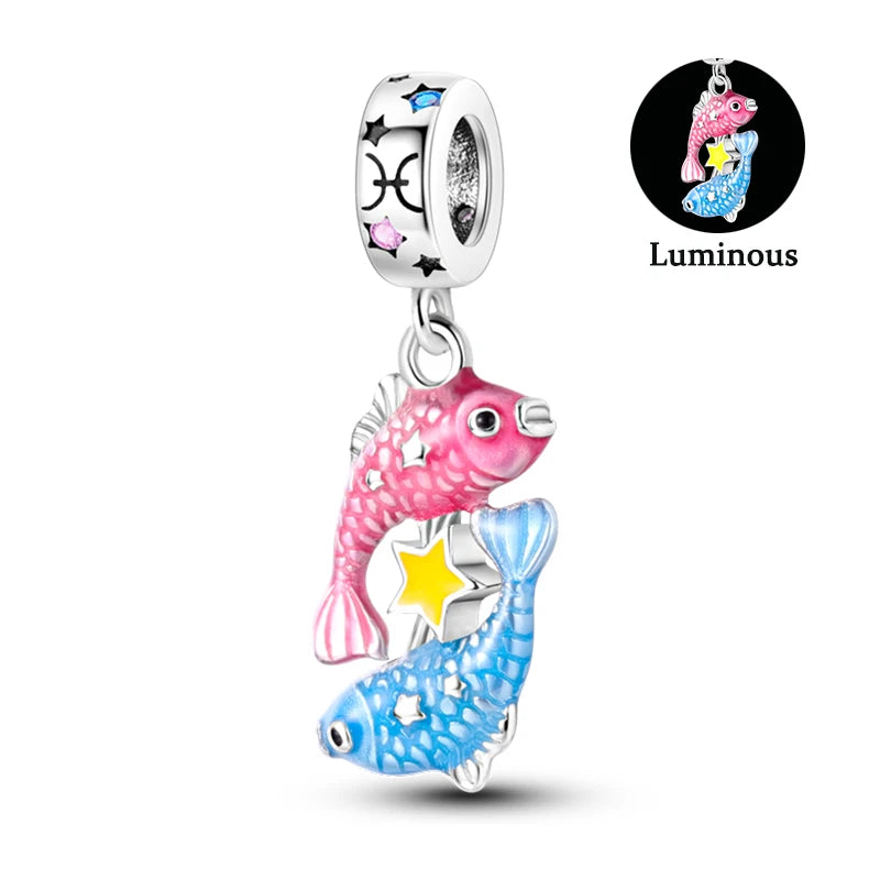 Charms Fit Pan S925 Silver Firefly Ocean Star Butterfly Glowing Changing Color Trendy Original Bracelets DIY Fine Jewelry Gifts