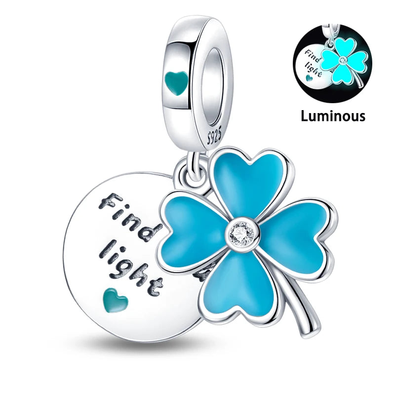 Charms Fit Pan S925 Silver Firefly Ocean Star Butterfly Glowing Changing Color Trendy Original Bracelets DIY Fine Jewelry Gifts