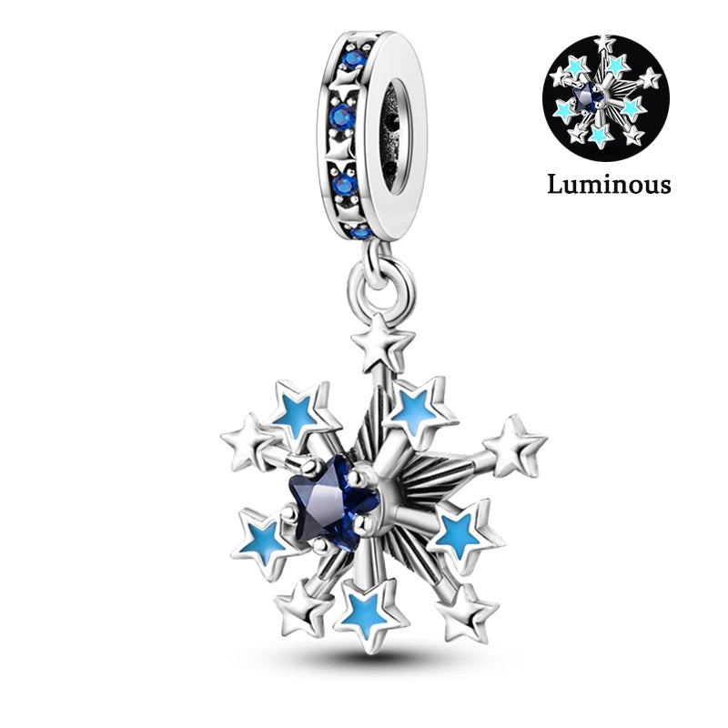 Charms Fit Pan S925 Silver Firefly Ocean Star Butterfly Glowing Changing Color Trendy Original Bracelets DIY Fine Jewelry Gifts