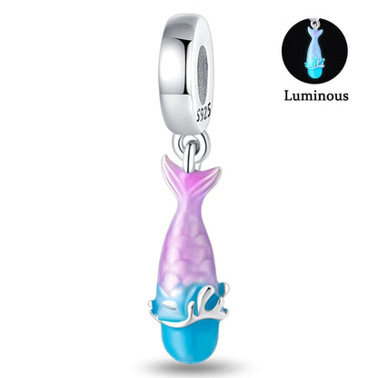 Charms Fit Pan S925 Silver Firefly Ocean Star Butterfly Glowing Changing Color Trendy Original Bracelets DIY Fine Jewelry Gifts