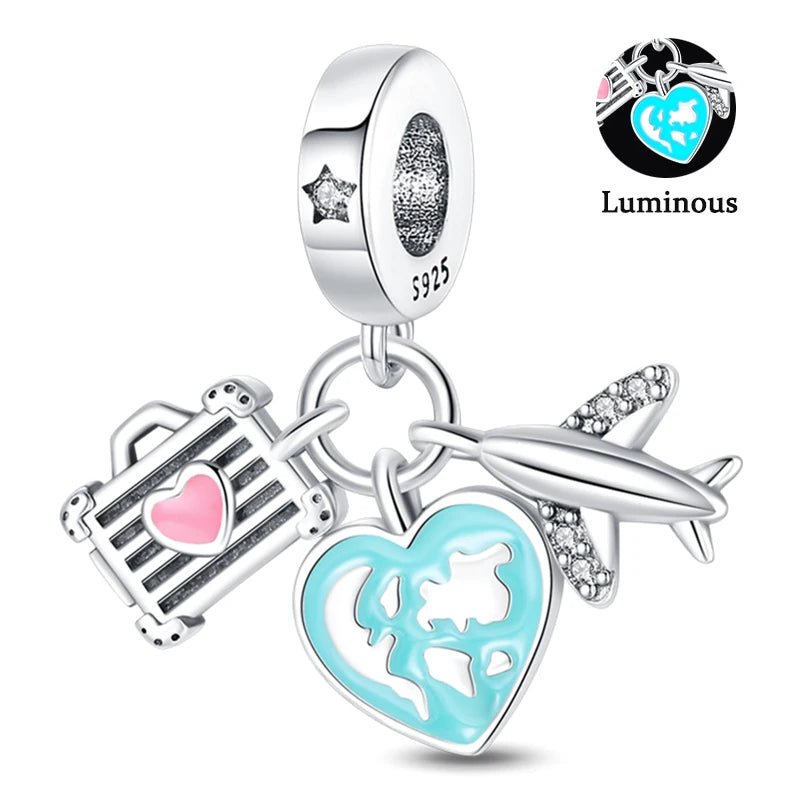 Charms Fit Pan S925 Silver Firefly Ocean Star Butterfly Glowing Changing Color Trendy Original Bracelets DIY Fine Jewelry Gifts