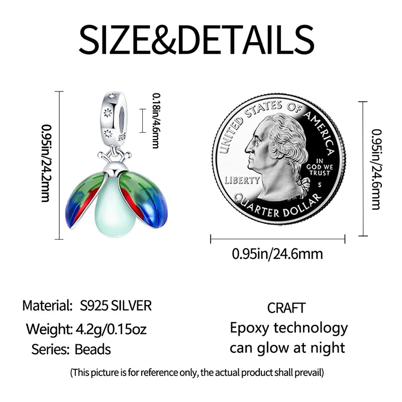 Charms Fit Pan S925 Silver Firefly Ocean Star Butterfly Glowing Changing Color Trendy Original Bracelets DIY Fine Jewelry Gifts