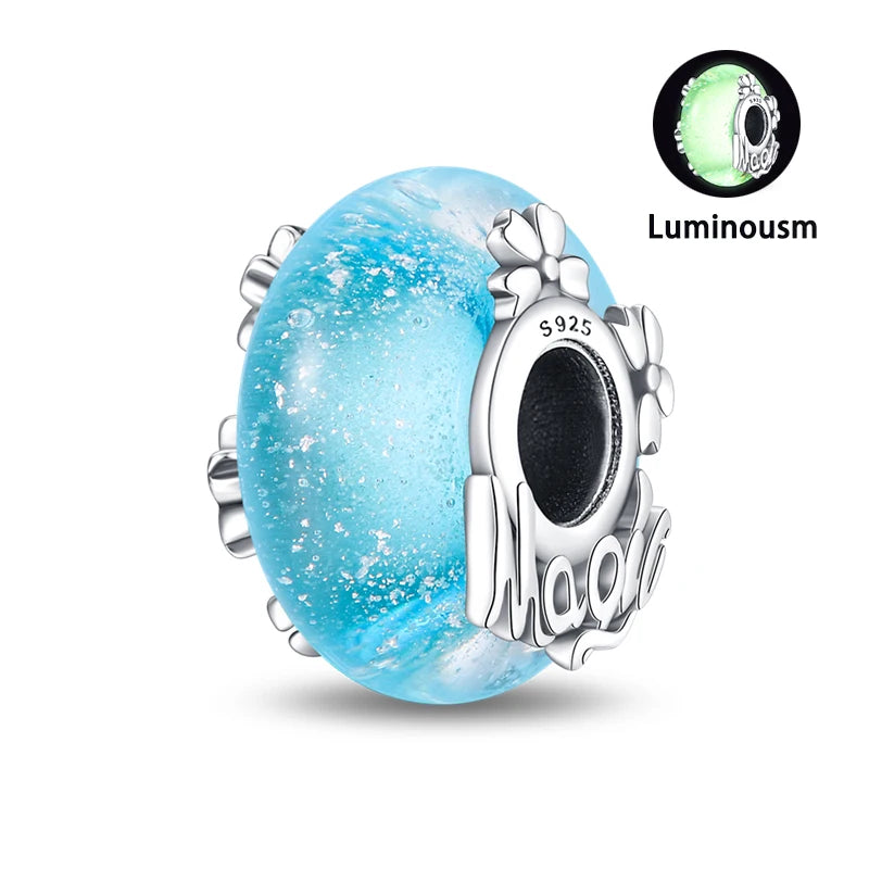 Charms Fit Pan S925 Silver Firefly Ocean Star Butterfly Glowing Changing Color Trendy Original Bracelets DIY Fine Jewelry Gifts