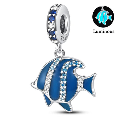 Charms Fit Pan S925 Silver Firefly Ocean Star Butterfly Glowing Changing Color Trendy Original Bracelets DIY Fine Jewelry Gifts