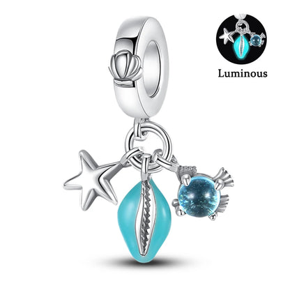 Charms Fit Pan S925 Silver Firefly Ocean Star Butterfly Glowing Changing Color Trendy Original Bracelets DIY Fine Jewelry Gifts
