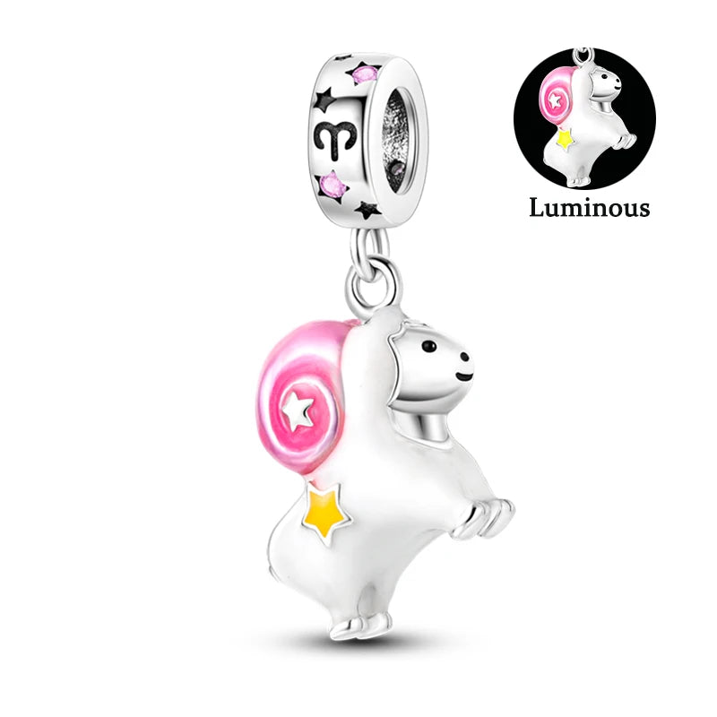 Charms Fit Pan S925 Silver Firefly Ocean Star Butterfly Glowing Changing Color Trendy Original Bracelets DIY Fine Jewelry Gifts