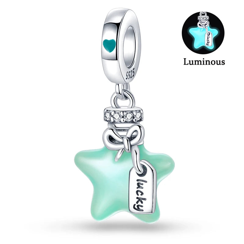 Charms Fit Pan S925 Silver Firefly Ocean Star Butterfly Glowing Changing Color Trendy Original Bracelets DIY Fine Jewelry Gifts