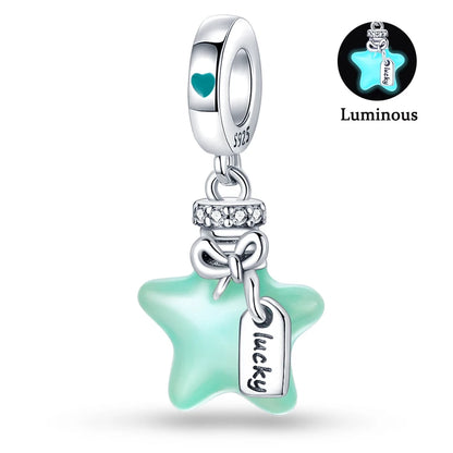 Charms Fit Pan S925 Silver Firefly Ocean Star Butterfly Glowing Changing Color Trendy Original Bracelets DIY Fine Jewelry Gifts