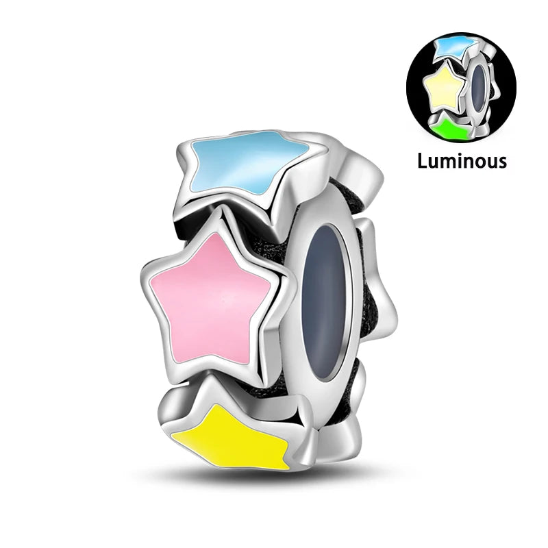 Charms Fit Pan S925 Silver Firefly Ocean Star Butterfly Glowing Changing Color Trendy Original Bracelets DIY Fine Jewelry Gifts