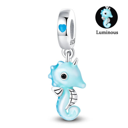 Charms Fit Pan S925 Silver Firefly Ocean Star Butterfly Glowing Changing Color Trendy Original Bracelets DIY Fine Jewelry Gifts