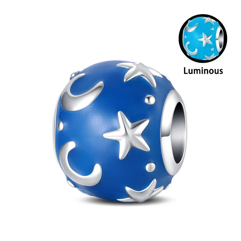 Charms Fit Pan S925 Silver Firefly Ocean Star Butterfly Glowing Changing Color Trendy Original Bracelets DIY Fine Jewelry Gifts