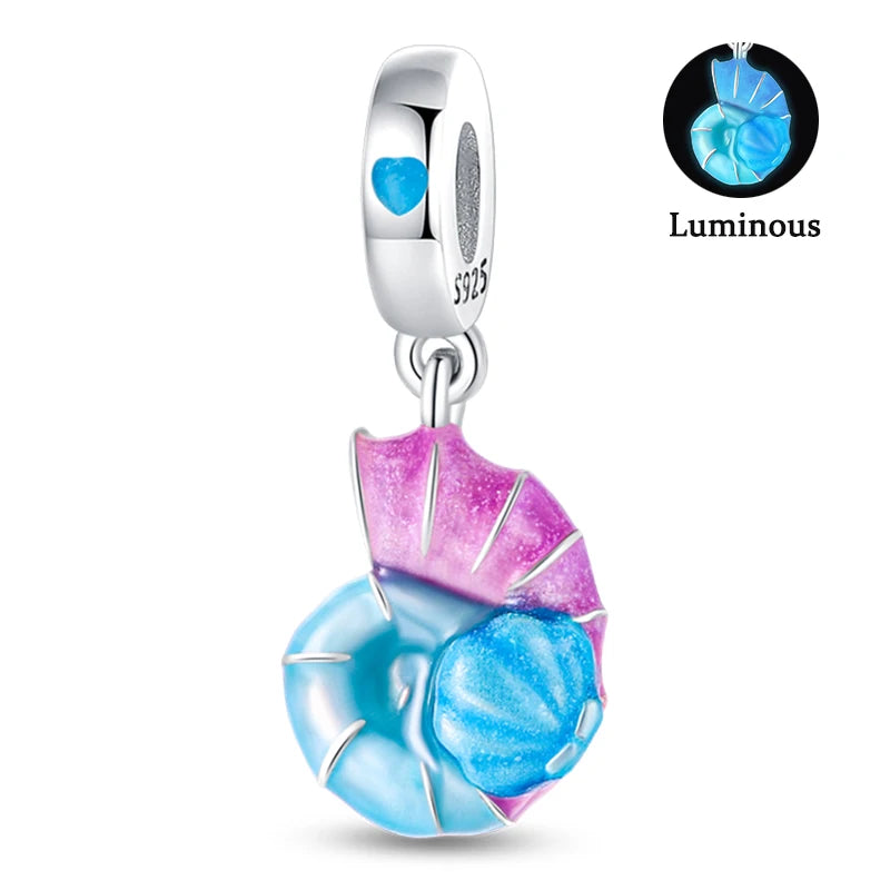 Charms Fit Pan S925 Silver Firefly Ocean Star Butterfly Glowing Changing Color Trendy Original Bracelets DIY Fine Jewelry Gifts