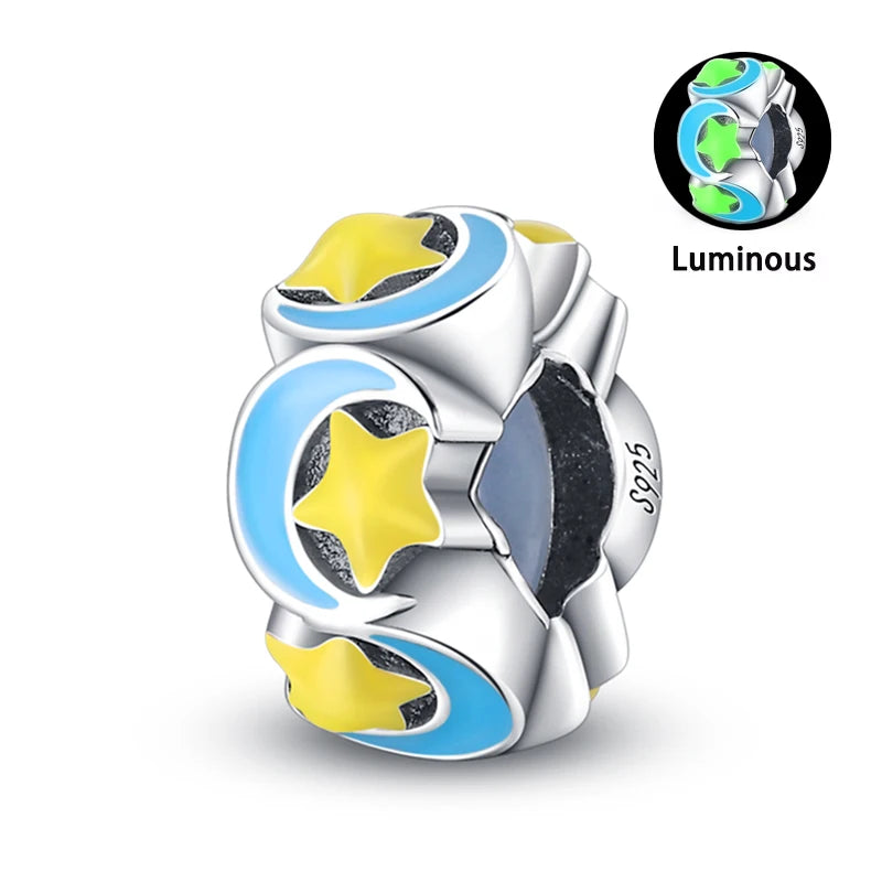 Charms Fit Pan S925 Silver Firefly Ocean Star Butterfly Glowing Changing Color Trendy Original Bracelets DIY Fine Jewelry Gifts